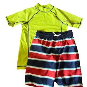 Lands End Boys Lot Swim Trunks Rash Guard Small  (8)
